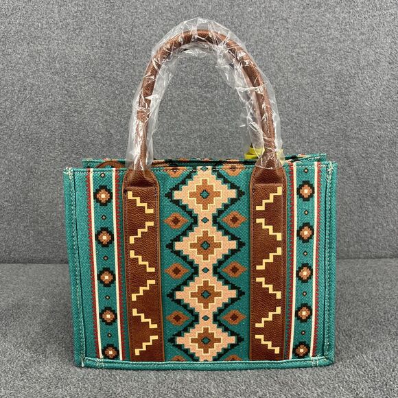 Wrangler Southwestern Small Crossbody Tote Bag Green WG2203-8120S\STQ - Picture 3 of 13